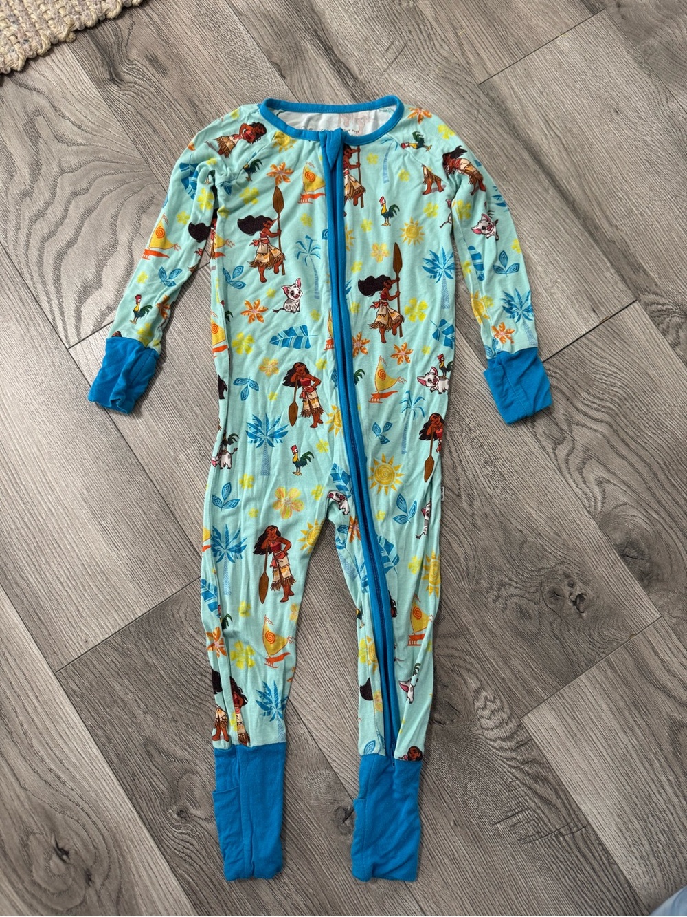 Little Sleepies Moana Tropical Print Footed One-Piece